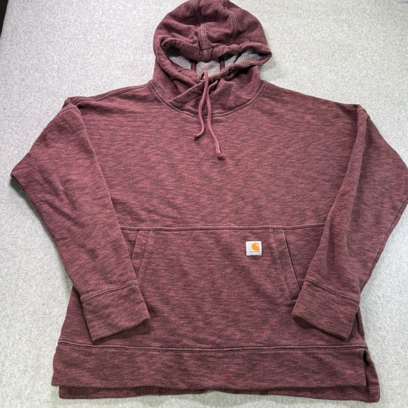 Carhartt‎ Women’s Relaxed Fit Hoodie Small Maroon Heather Pullover 103591 - Picture 2 of 10